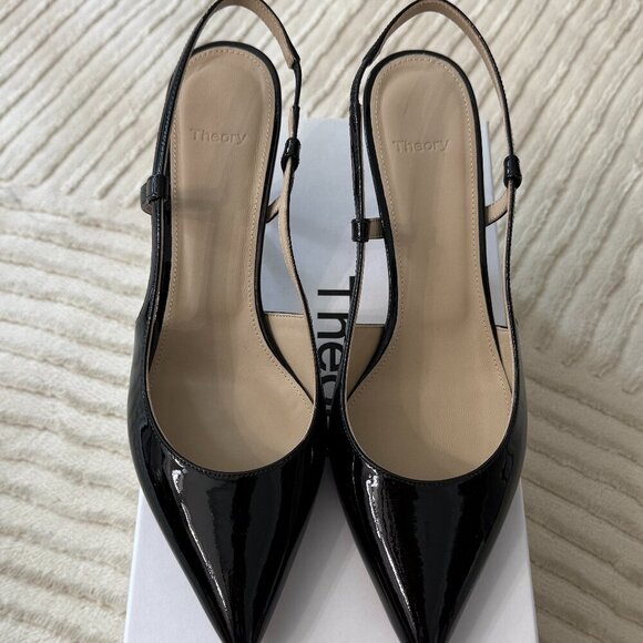 Brand New Theory Patent Leather Micro Slingback Pump - Size 39 - Picture 1 of 4